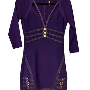 Marciano Deep Purple Dress with Gold Zipper